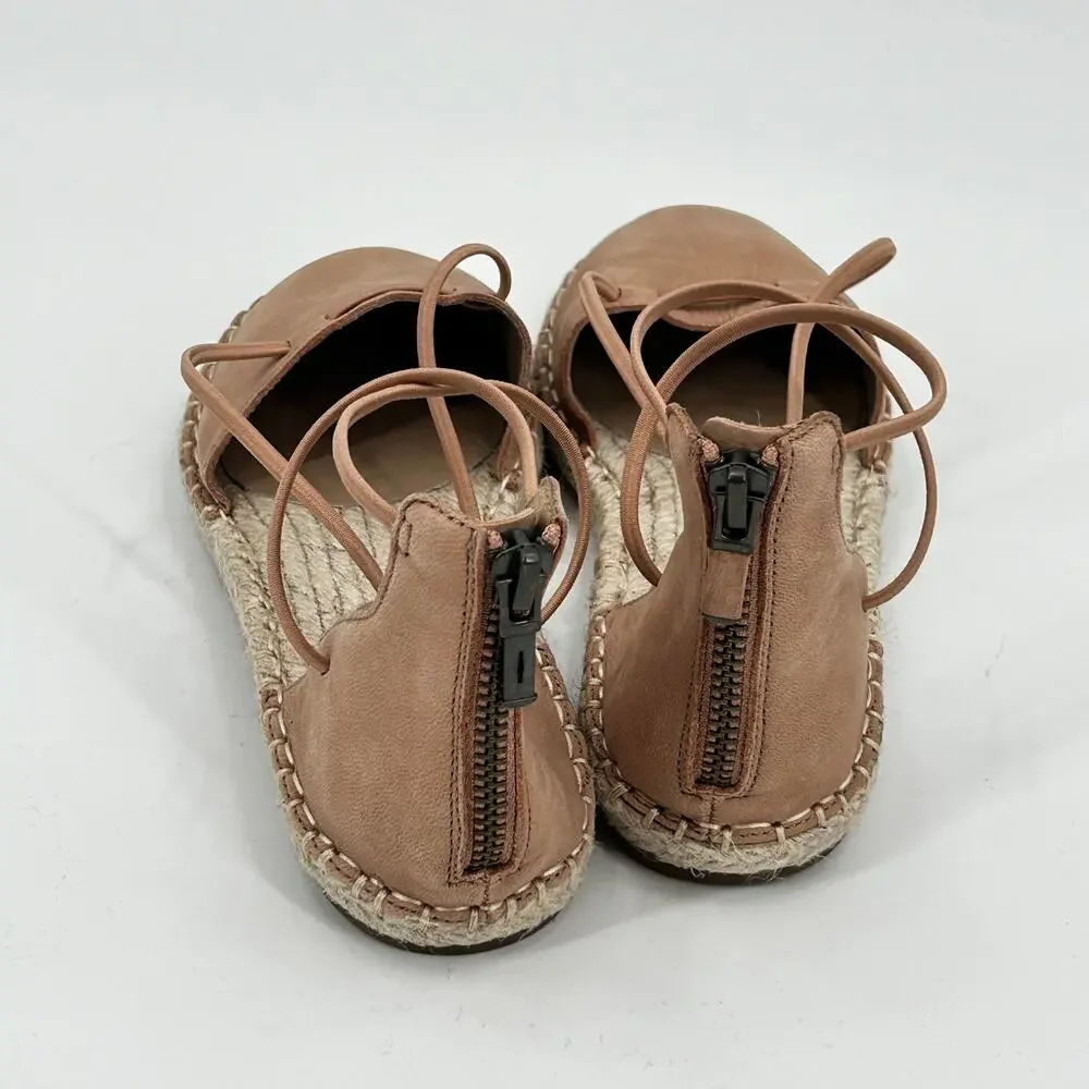NWOT Eileen Fisher D’Orsay Lee Espadrille Flat Sandals 5 Tan Latte Leather
